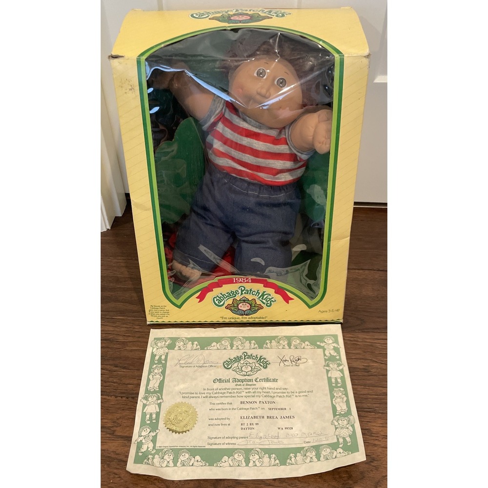 Vintage 1984 Cabbage Patch Kids Doll Benson Paxton Coleco In Box 16in Boy Doll
